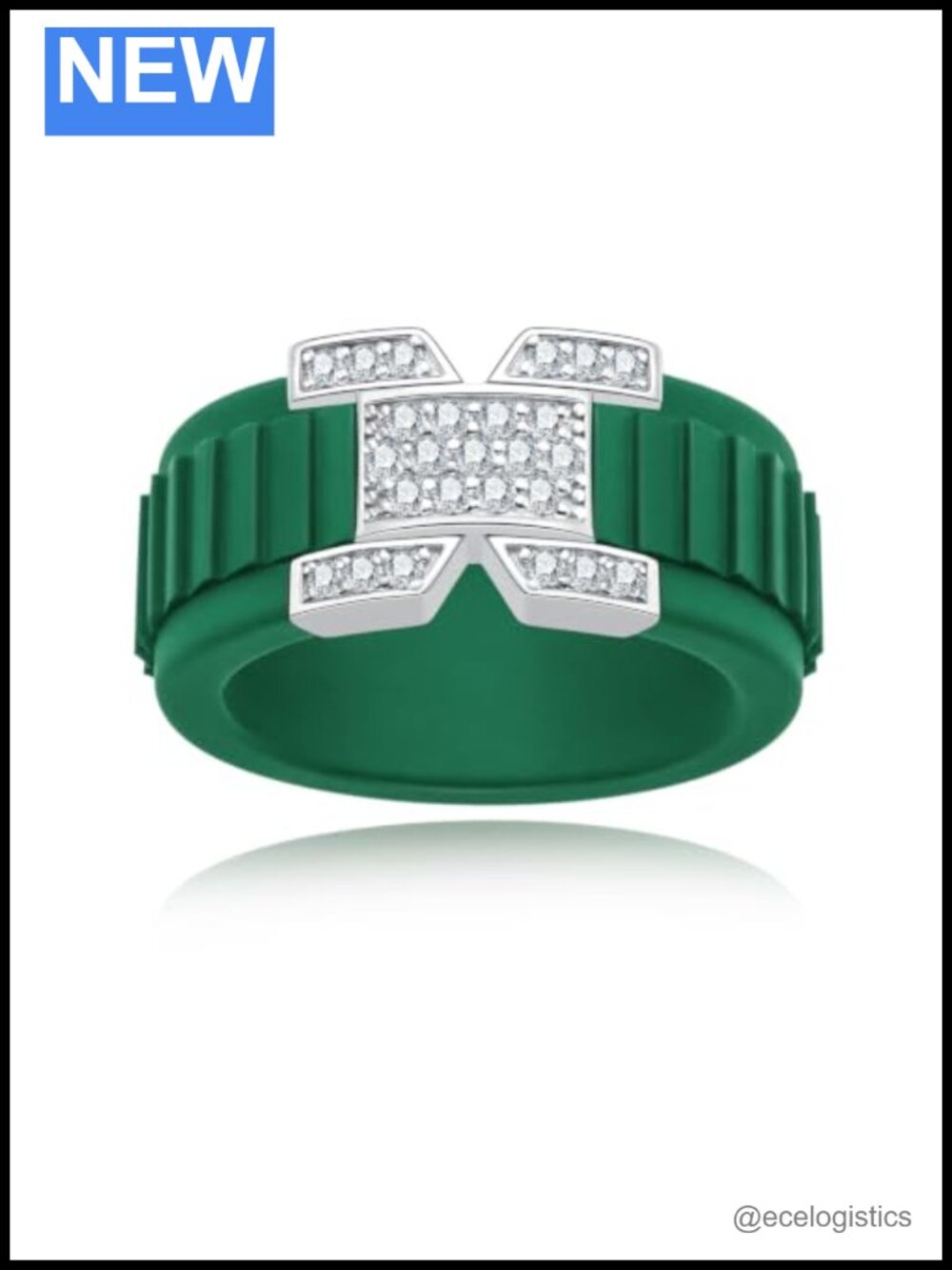 Moissanite Sterling Silver Silicone Promise Ring